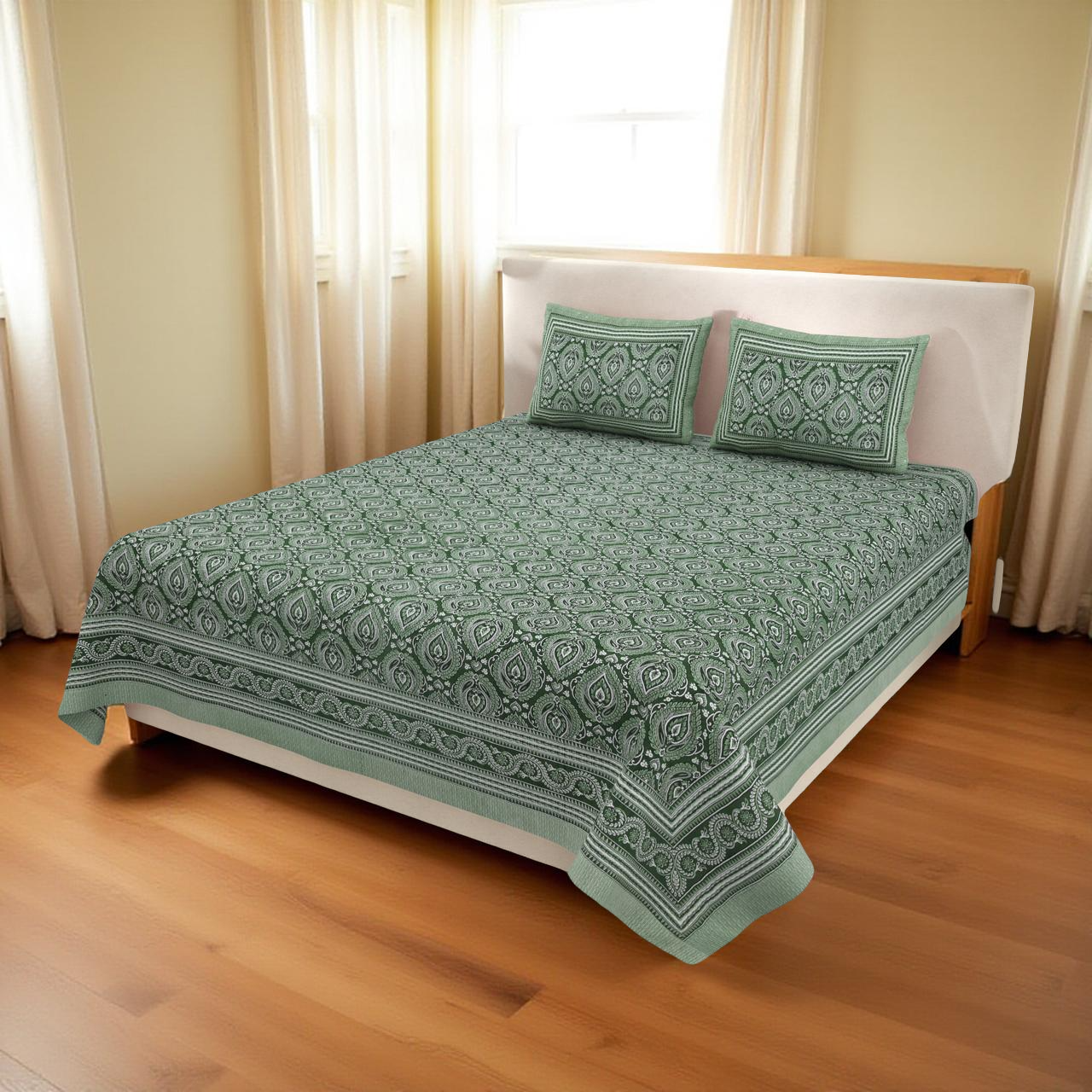 FLORAL LEAF PURE COTTON PREMUM PRINT KING SIZE BEDSHEET